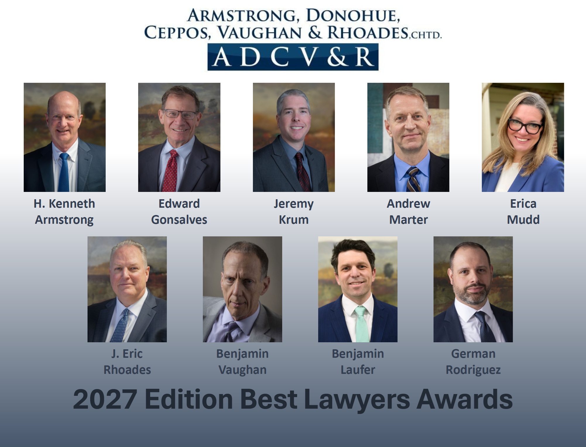 ADCV&R Lawyers named to 2027 Edition of Best Lawyers in America® Awards